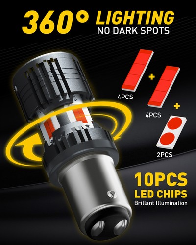 AUXITO 1157 7528 2057 2357 LED Brake Stop Light Bulb Pure Red Bright Free Return - Picture 6 of 25