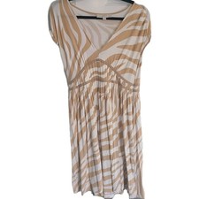 Loft Women's Sz 6 Brown/White Zebra Striped  Sleeveless Dress Vacation Travel