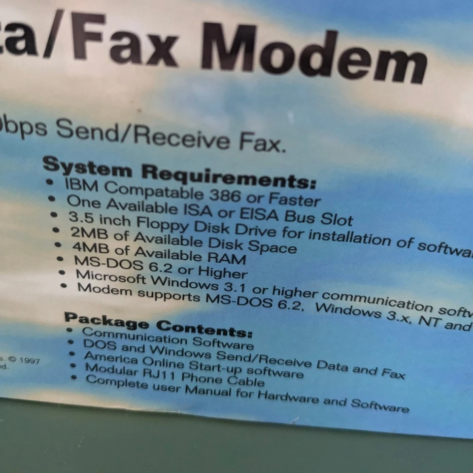 1990s Atlas Peripherals 33.6 Internal PC Data Fax Modem New In Box - Image 4 of 4