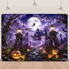 7 5ft Purple Halloween Backdrop for Photography Scary Party Decorations