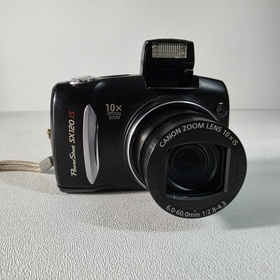 Canon PowerShot SX120 IS 10MP Digital Camera 10x Optical Zoom Black Tested 