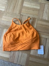 Lululemon Flow Y Wrap-Front High-Neck Sports Bra Orange Size 4 Racerback
