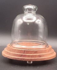 Cúpula de vidrio con base de madera soporte de exhibición para queso o postres