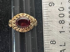 Estate Jewelry 10K Gold Oval Garnet Ring Size 7.25 Vintage
