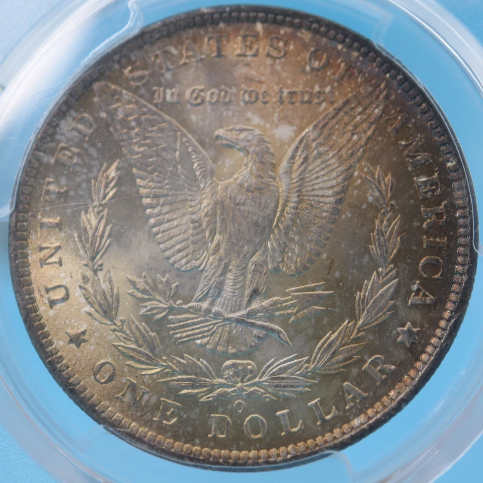 1885 O Morgan Silver Dollar $1 PCGS MS 65 *LUSTROUS GEM UNC* (RAINBOW TONING!!!) - Image 2 of 4