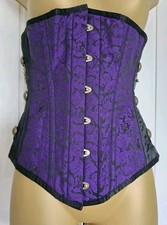 Corsetto Storia Broccato Viola Vittoriano Gotico Steampunk Corsetto Disossato 30"