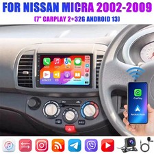 FOR NISSAN MICRA 2002-2009 WIFI CAR STEREO RADIO PLAYER 7" ANDROID 13 CARPLAY BT