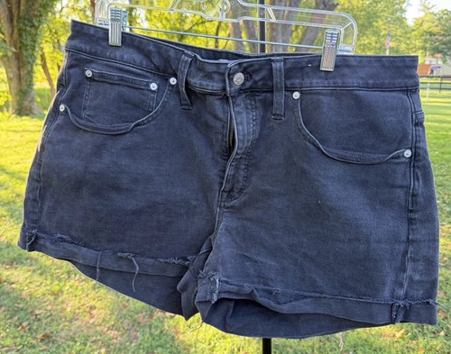 Madewell Curvy High-Rise Denim Cutoff Shorts Plus 16W Black 3" 5-Pocket