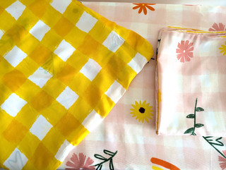 Reversible Duvet Cover Set Single Pink Floral Yellow Check