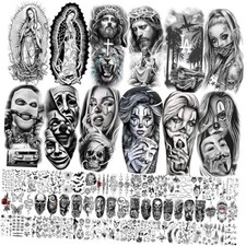 73 Sheets Halloween Temporary Tattoos For Women Men Adults Cholo Chola, Chicano