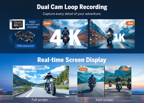 7" Touch Screen Motorcycle Navigator Wireless CarPlay Android Auto Waterproof 4K - Picture 4 of 12