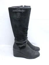 Ugg Lesley Boots Womens 6 Leather Waterproof Wedge Heel Knee High 1005266
