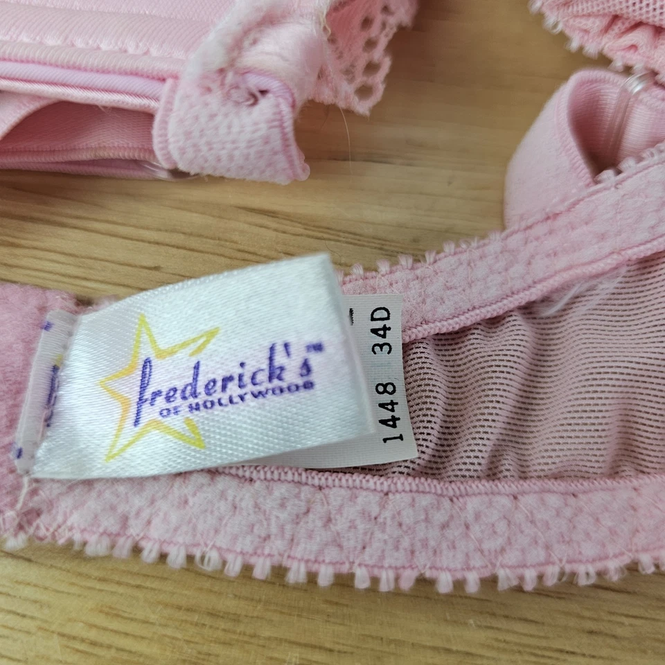 Sujetador push up Frederick's Of Hollywood para mujer rosa de encaje con tiras talla 34D Foto 2 de 4