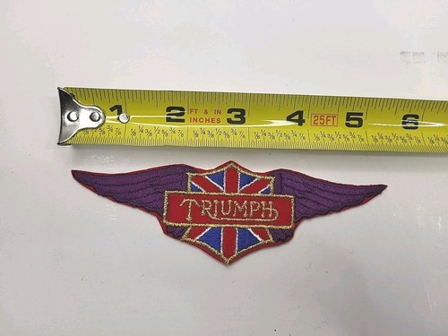 VINTAGE TRIUMPH MOTORCYCLE Iron On JACKET PATCH Medium Red & Purple Wings SEW On - Picture 1 of 3