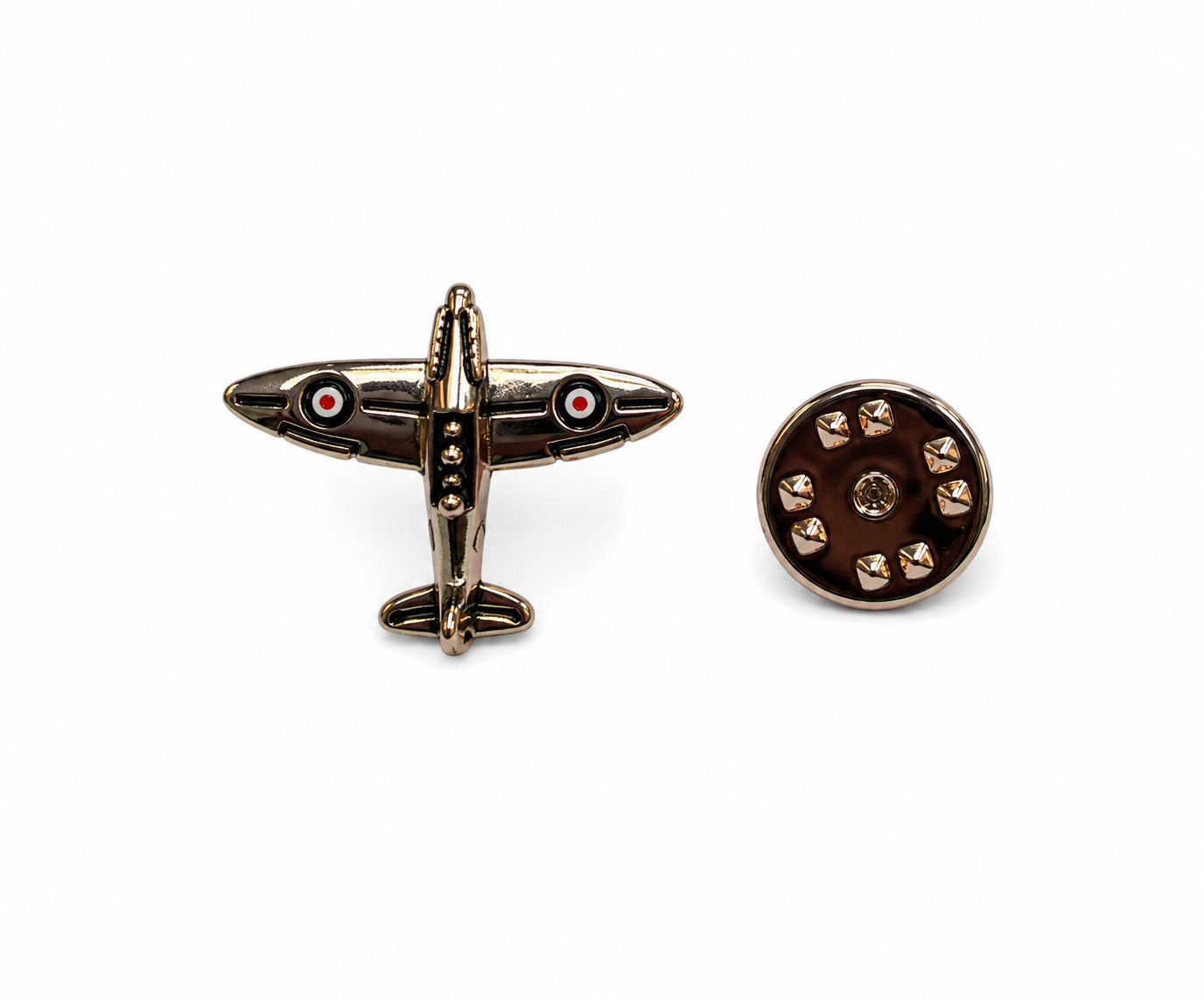 Spitfire Rose Gold Lapel Pin-Onyx Art LP1142-Spitfire Aircraft Badge