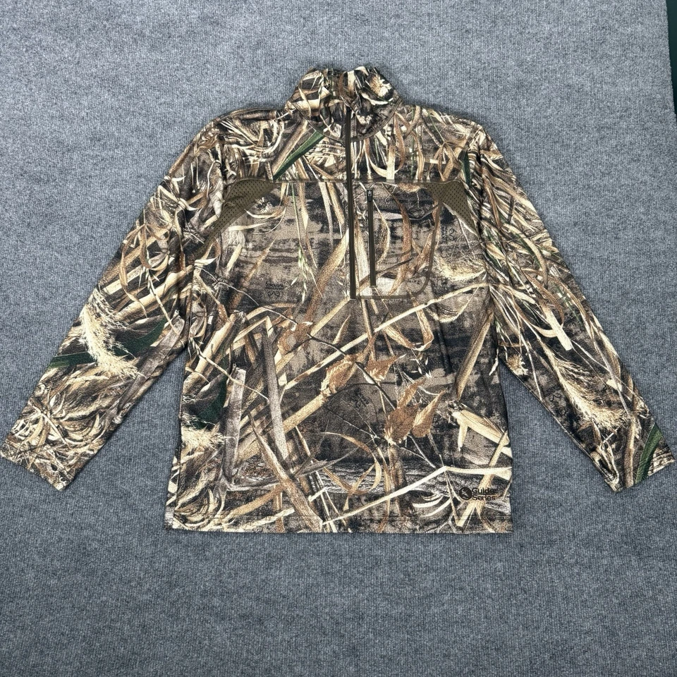 Gander Mountain Guide Series Shirt Men Medium Camo Real Tree Max 5 1/4 Zip Hunt - Image 2 of 4