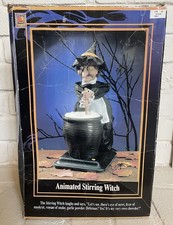 Vintage Gemmy 1995 Animated Halloween Stirring Cauldron Witch Statue New W/ Box