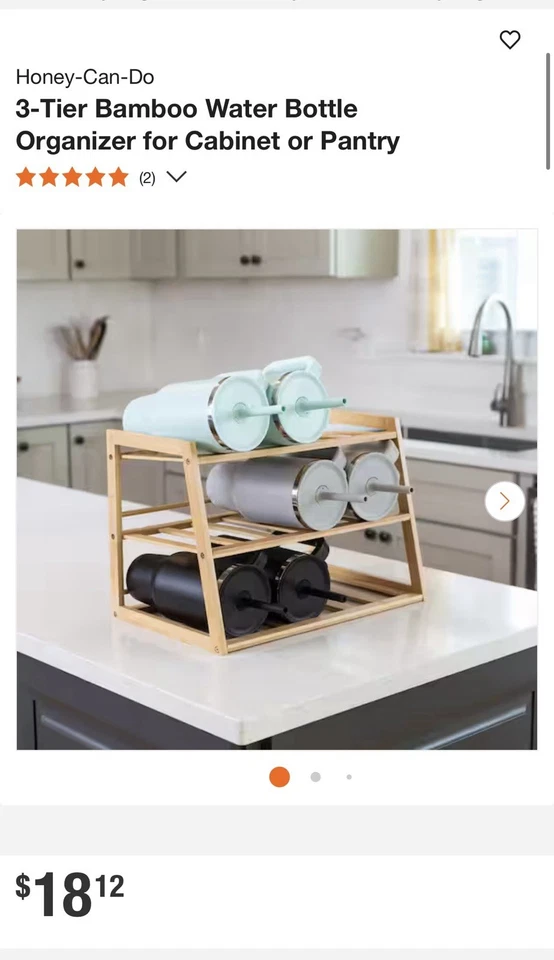 3-уровневый бамбуковый органайзер для бутылок с водой Honey-Can-Do для шкафа или столешницы - Изображение 4 из 4