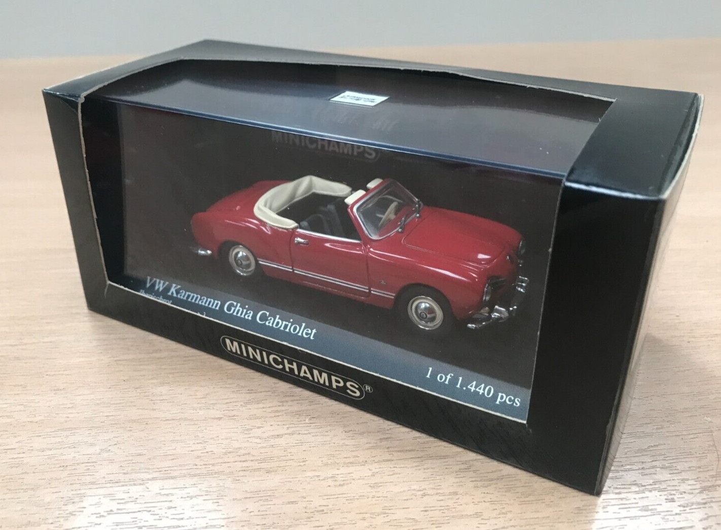 Minichamps, VW Karmann Ghia Cabriolet 1957 Red, 1/43 Diecast Car, Boxed