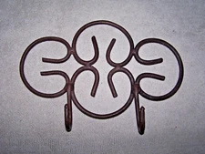 VINTAGE  Cast Iron Double Hook Coat hook Wall Hanger - NICE!