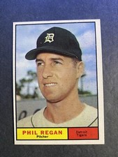 1961 Topps Baseball Phil Regan Detroit Tigers Rookie Card #439. rookie card picture