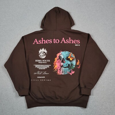 Civil Regime Hoodie Mens Medium Brown Rebel Youth Ashes to Ashes 2021 Future