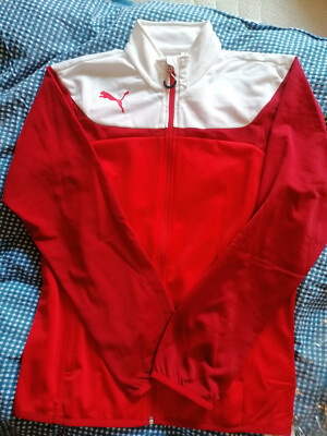 Puma Fußball Fan Jacke Trainings Jacket Gr. S M L rot weiß NEU mit Etikett 