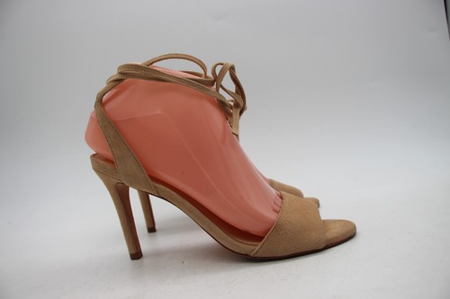 Sandali con tacco Loeffler Randall donna taglia 6,5 B scamosciati marroni avvolgenti - Foto 8 di 9
