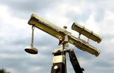 Solid Brass Nautical Double Barrel Imperial Telescope With Wooden Tripod Stand