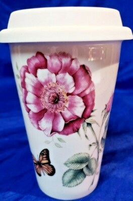 Lenox Butterfly Meadow Thermal Travel Mug Double Wall Coffee Cup Tumbler W Lid Ebay