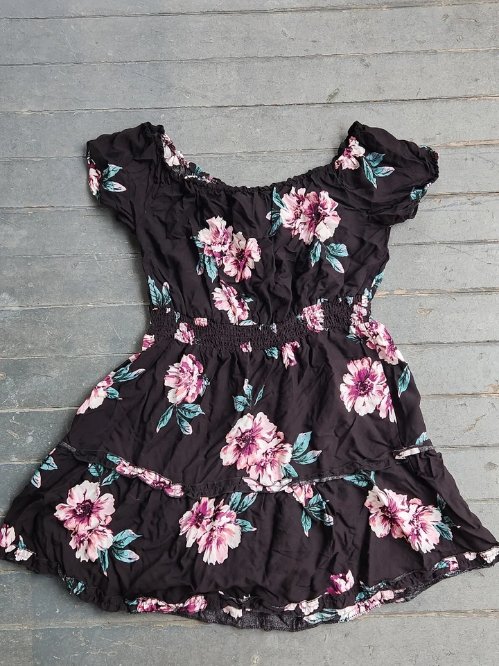 Rue 21 Black Flora Summer Dress Size XL Pullover Peasant Style Jrs Women - Image 4 of 4