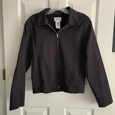 VTG FDJ French Dressing Black and white Polkadot zip front Jacket Made Canada 4