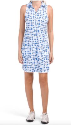 NWT Ladies GOTTEX Blue & White Sleeveless Racerback Golf & Tennis Dress S M  & L | eBay