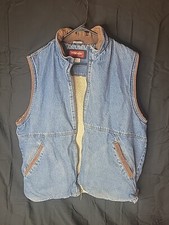 Vintage Men's Wrangler Hero Denim Vest Sherpa-Lined - XL