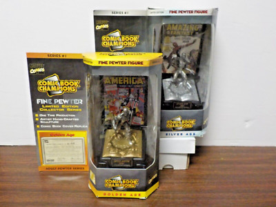 C0923 Marvel Comics Pewter Series ''Spider-Man & Captain America'' Statues (New*)