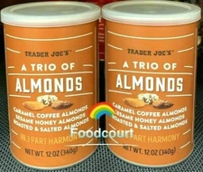 2 Packs Trader Joe's A Trio of Almonds Caramel Coffee Sesame Honey 12 oz Each