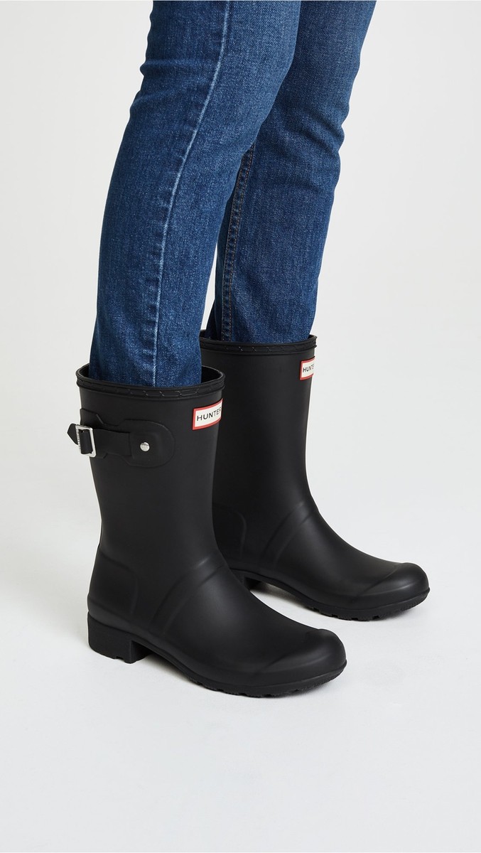 HUNTER Original Tour Short Packable Rain Boots Black 10 M