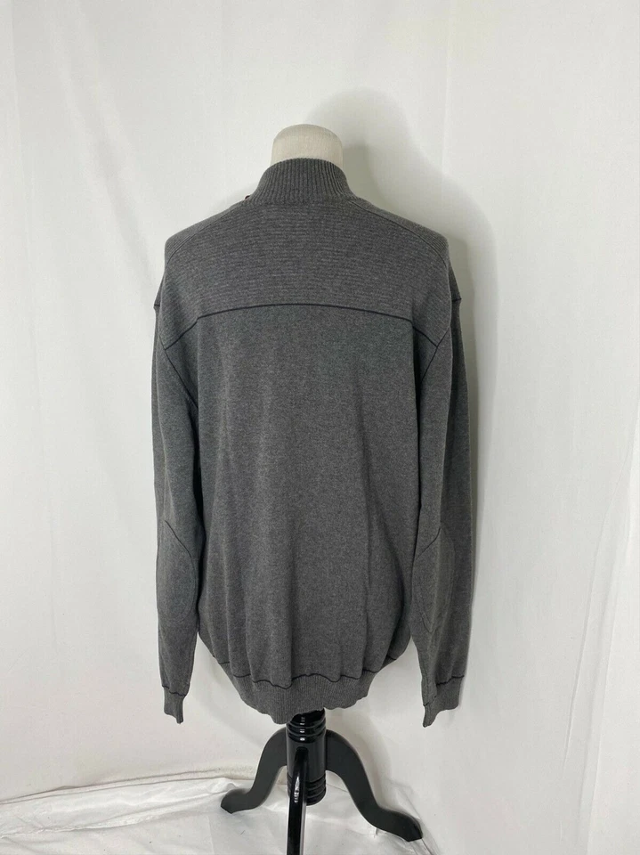 Men's Large Sweater Remington Grey Cutter & Buck Half Zip Ribbed Knit - Image 4 of 4