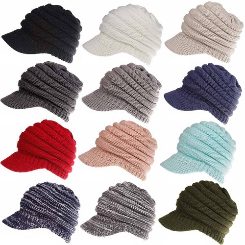 New Women's Hats Knitted Baseball Beanies Ponytail Hat Caps Sport Outdoor Plain - Bild 3 von 24