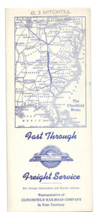 VTG UNUSED 1934 CLINCHFIELD RAILROAD COMPANY INK BLOTTER! FREIGHT SERVICE MAP!