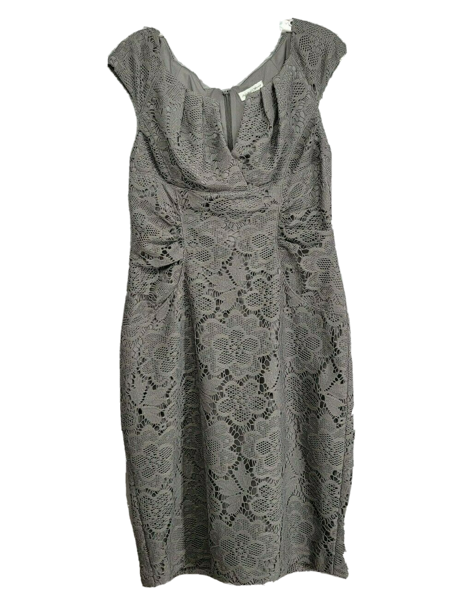 grey fitted work dress Simple Grey A Line Cap Sleeves Long Work Dress