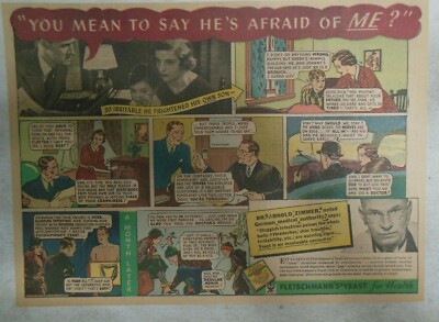 Fleischmann's Yeast Ad: You Mean To Say He's Afraid Of Me ! 1934 Size 11 x 15 in