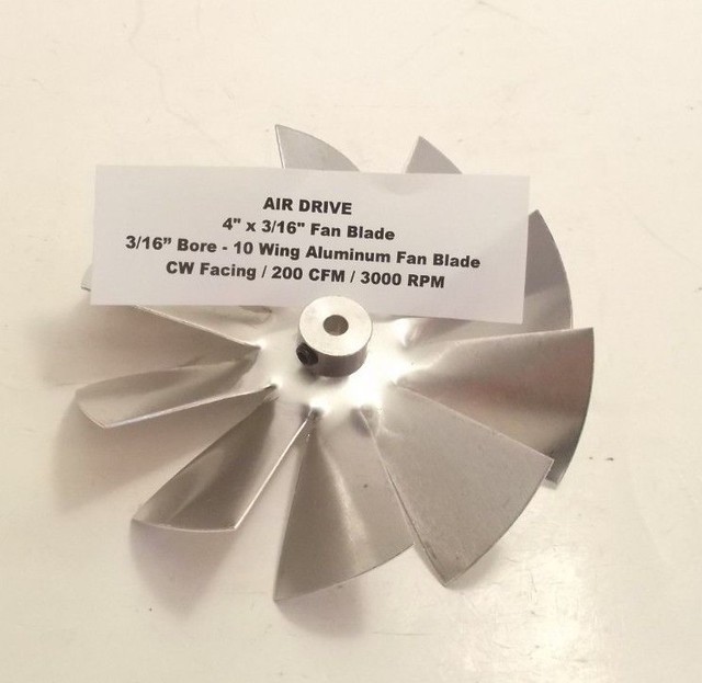 AIR DRIVE 4" x 3/16" Fan Blade 10 Wing Aluminum Fan Blade 3/16" Bore CW eBay