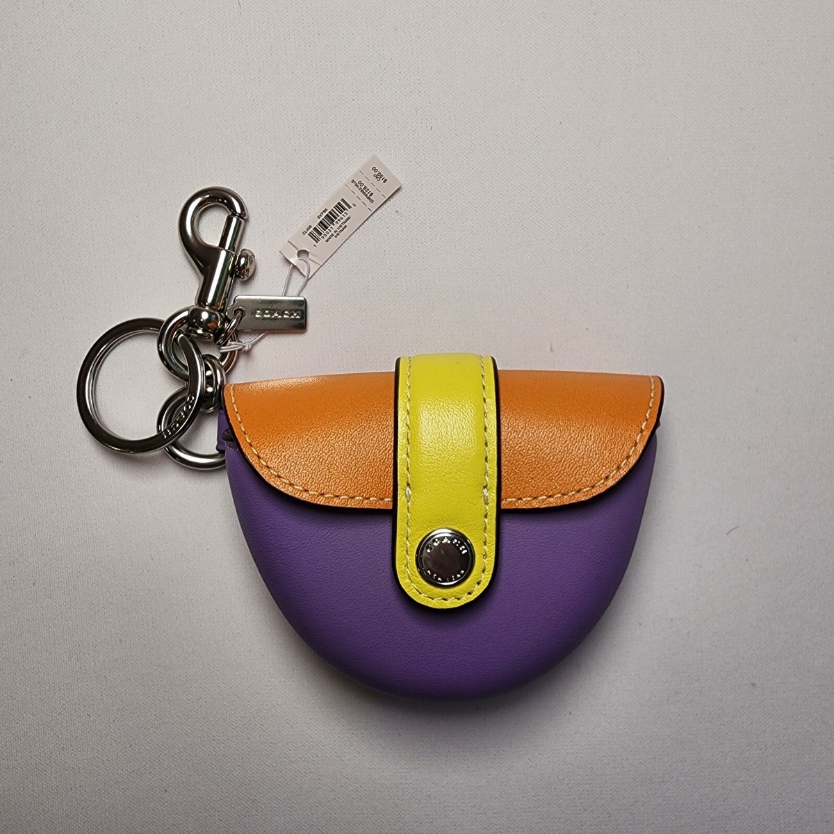 NWT Coach CL456 Mini Saddle Bag Charm In Colorblock Leather Iris