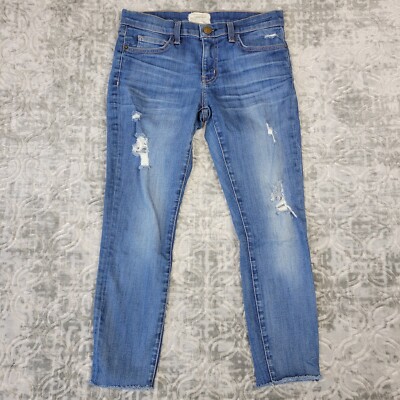 Current Elliot Jeans Women s 27 Blue The Stiletto 80's Skinny Pocket Raw Hem