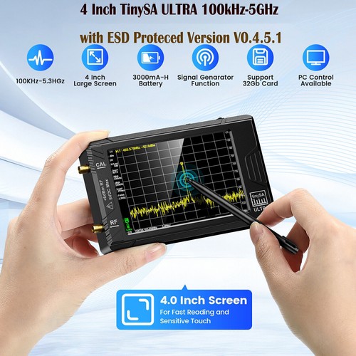 Analizador de Espectro Pequeño Portátil 2023 4" TinySA ULTRA 4" 100kHz-5.3GHz con 32GB- - Imagen 2 de 20