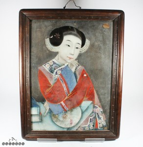 18th / 19th Century Chinese Reverse Glass Mirror Portrait Painting