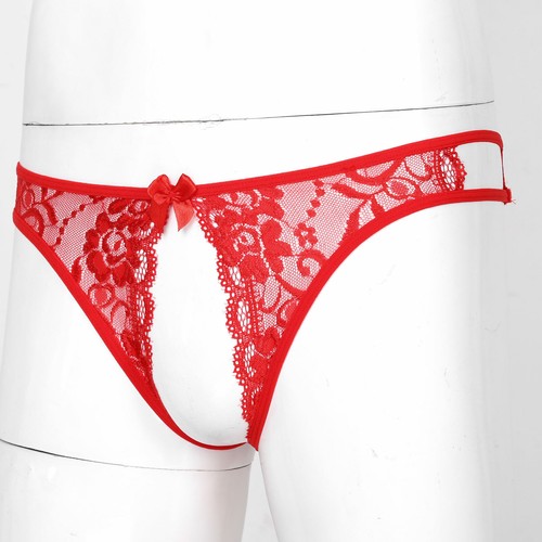 Calzoncillos de encaje sin entrepierna Sissy See Through para hombre - Imagen 7 de 80