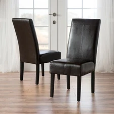 Emilia Chocolate Brown Leather Dining Chair (Set of 10)