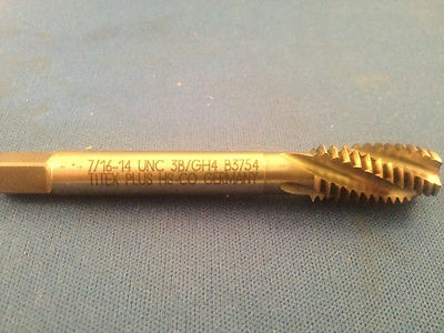 New Titex Plus Spiral Flute Plug Tap B3754 UNC HS-CO 7/16-14 3B/GH4